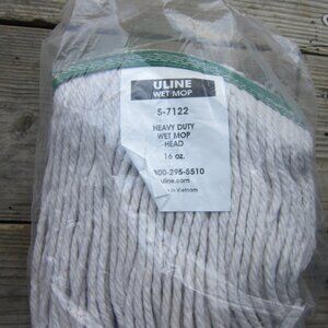 Heavy Duty Wet Mop Head, White, Uline, 16 oz Cotton Rayon Polyester Blend